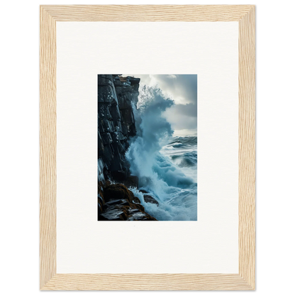 Framed wall art of crashing ocean waves for elegant room decor and baptism translation