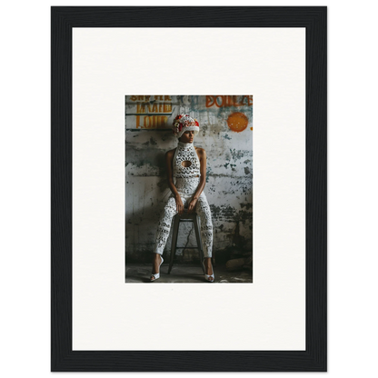 Framed wall art featuring a person in body paint, perfect for geometry whisper room decor