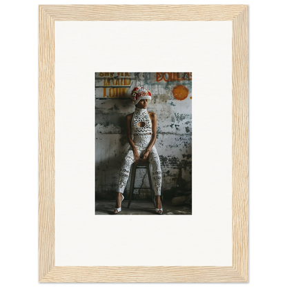 Framed wall art featuring a person in body paint, perfect for Geometry Whisper room decor