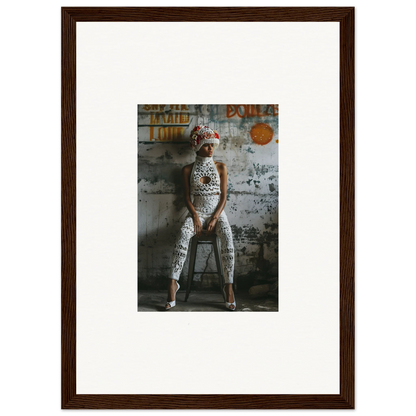 Framed wall art featuring a person with body paint, perfect for Geometry Whisper room decor