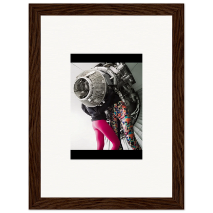 Framed wall art of a person in a colorful headdress for vibrant room decor magneto embrace