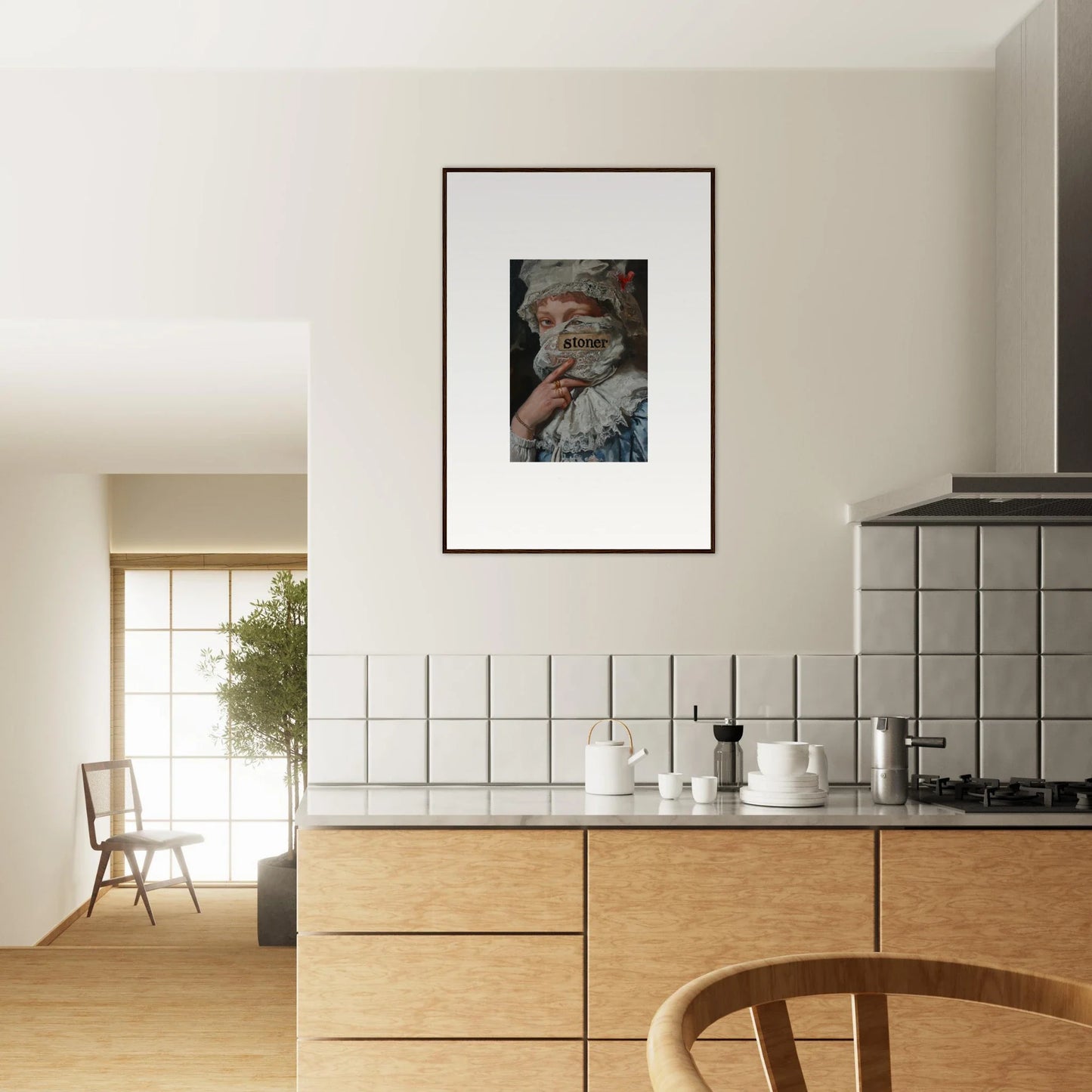 Framed wall art of a person smoking, perfect for Marvel Muse room decor