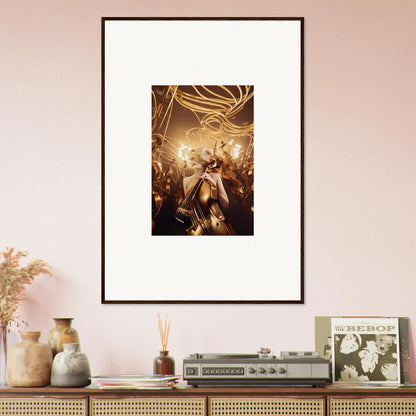 Framed wall art of a performer on stage radiating Golden Harmony Enigma energy