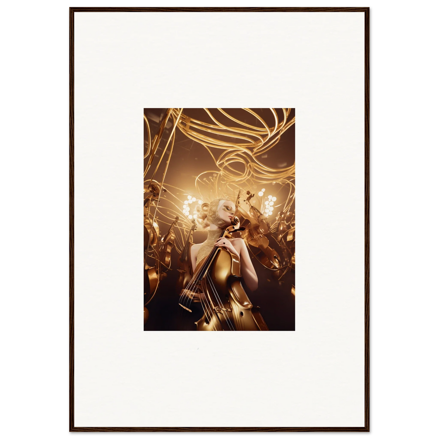 Framed wall art of a person in swirling light, capturing the essence of Harmony Enigma