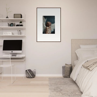 Framed wall art of a serene person in Ecstasy Wing Time for elegant room decor