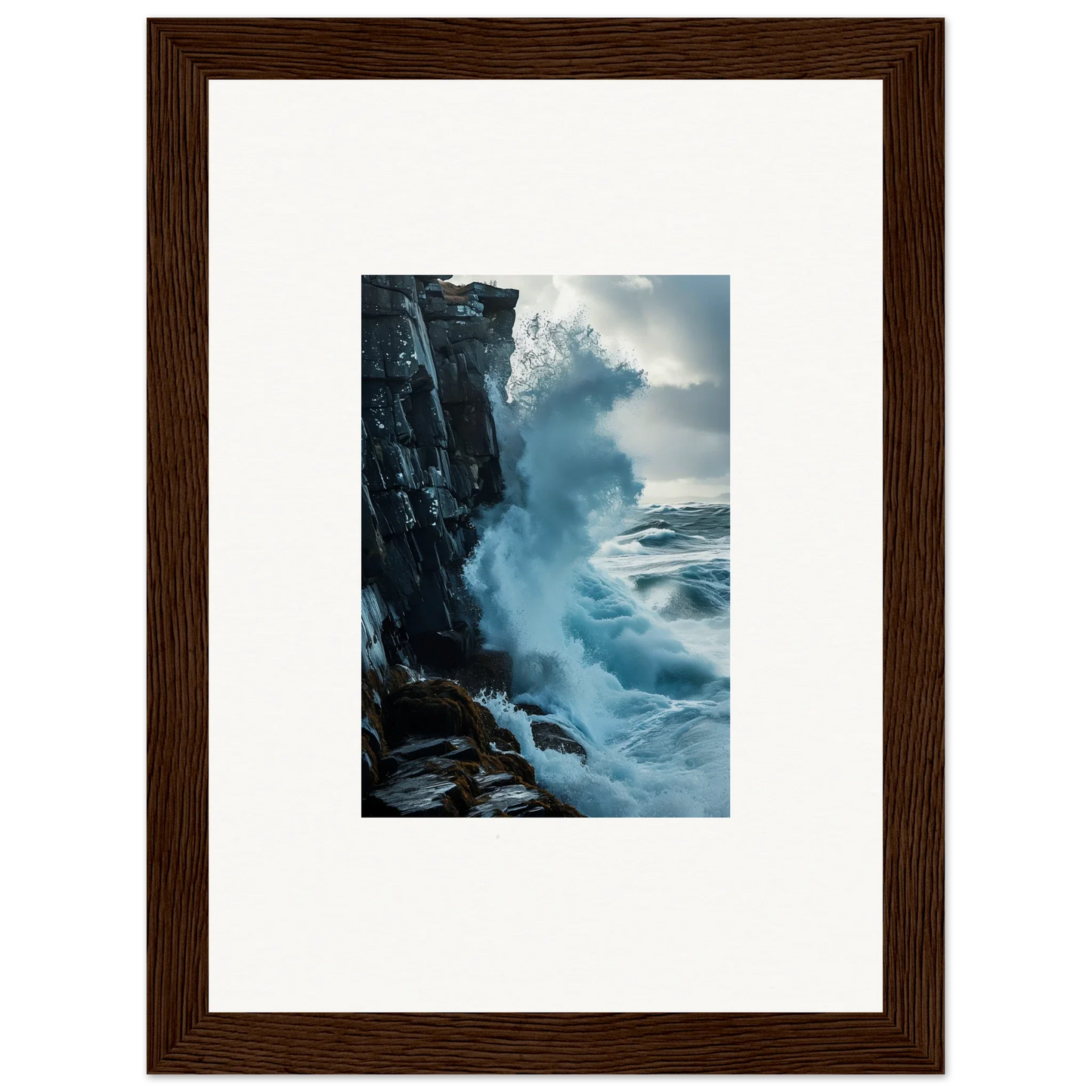 Framed wall art of powerful ocean waves for stunning room decor and baptism translation