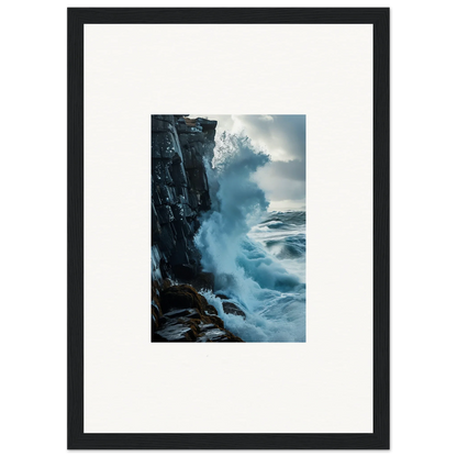 Framed wall art of powerful ocean waves for inspiring room decor and baptism translation