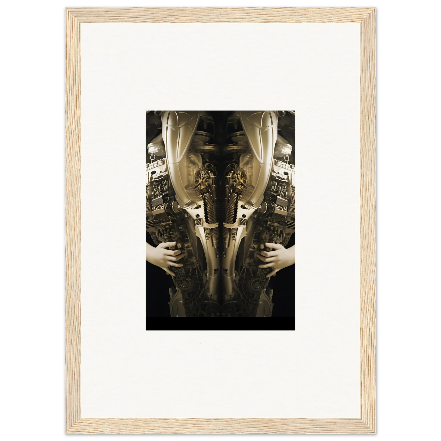 Framed wall art of a mirrored torso image, perfect for elegant room decor