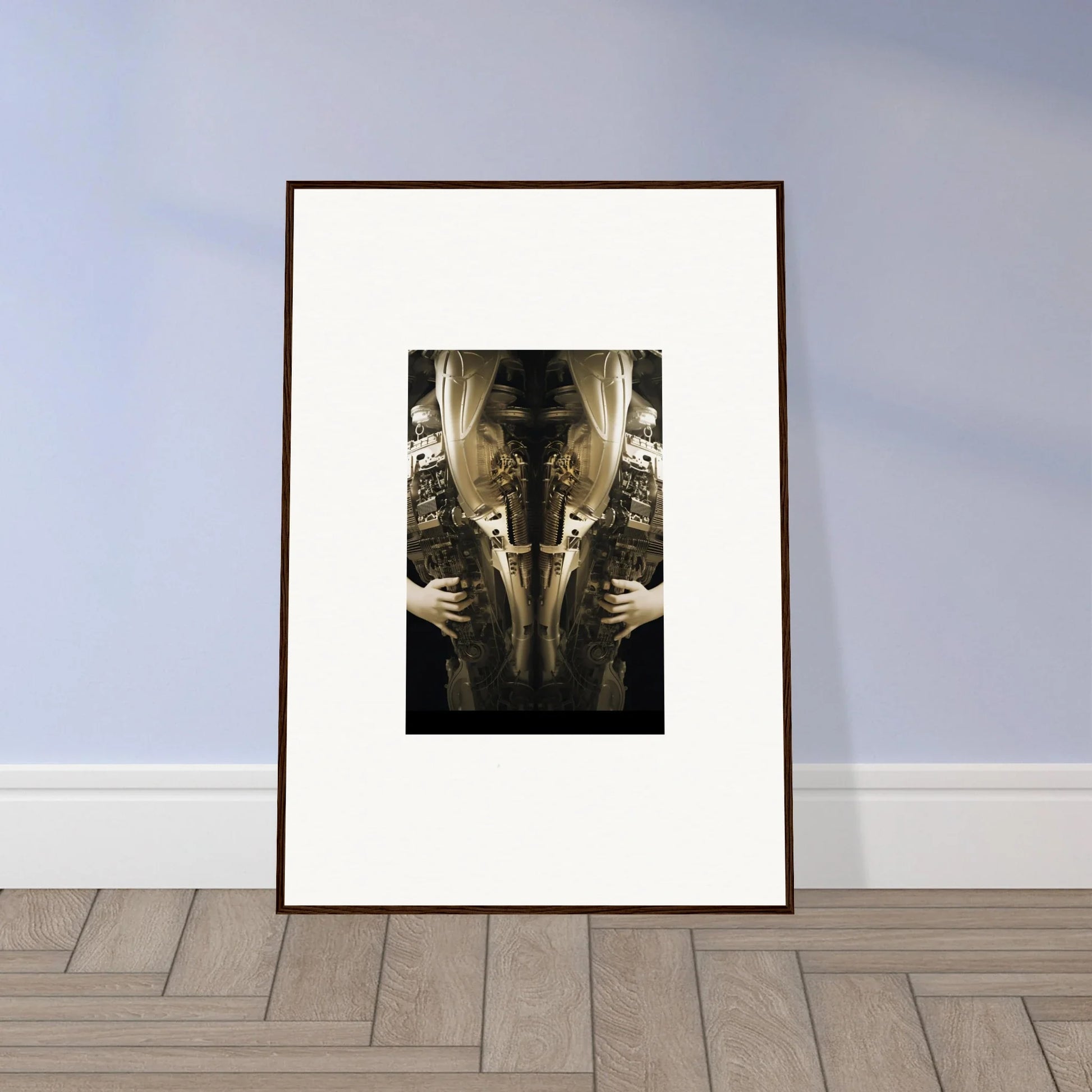 Framed wall art featuring a mirrored image of a person embodying Elegance Quandary