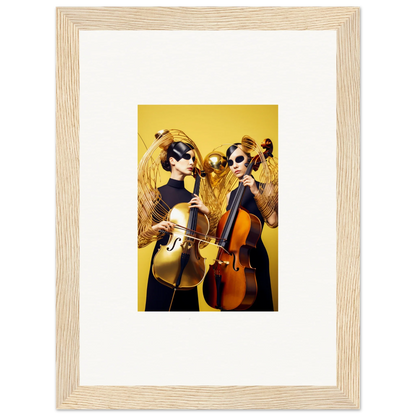 Framed wall art of two dogs playing instruments in dive illusions for vibrant room decor