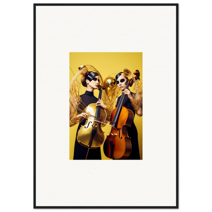 Framed wall art of musicians playing string instruments in Dive Illusions design