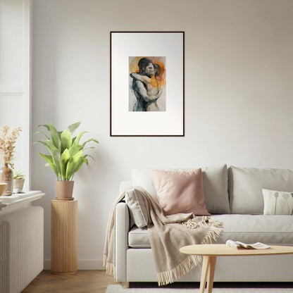 Framed wall art of a woman in contemplation, perfect for morning dichotomy room decor