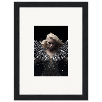 Framed wall art of a figure with feathered wings, perfect for Phantom Reverie room decor