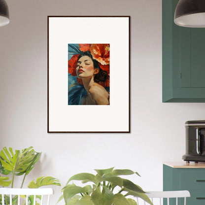 Framed wall art of a person in vibrant colors, perfect for room decor and Petal Palpitation