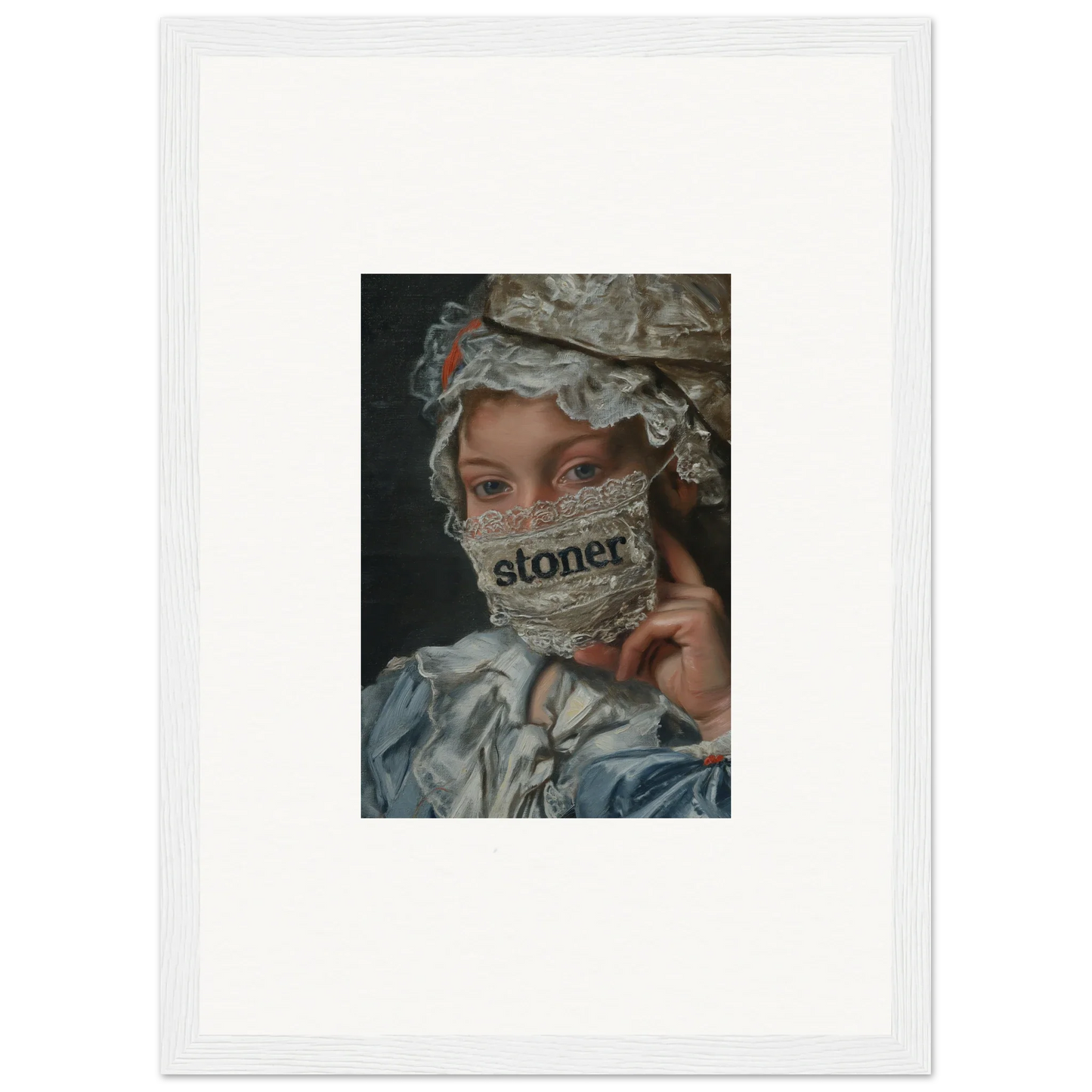 Framed wall art of historical portrait with mask, representing Metamorphose Bliss