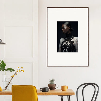 Framed wall art of a person in white garment, perfect for room decor or canvas prints