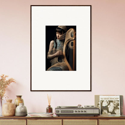 Framed wall art of a person with a guitar, perfect for Velvet Fantasia room decor