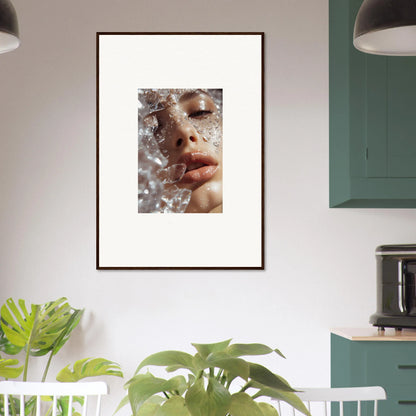 Framed wall art of a whispering dreamer with sparkling crystal-like details