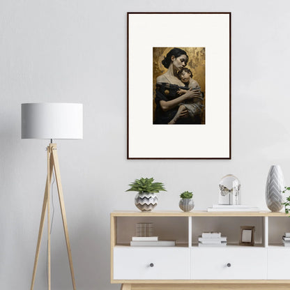 Framed wall art of a woman and infant in Golden Protector Diptych room decor