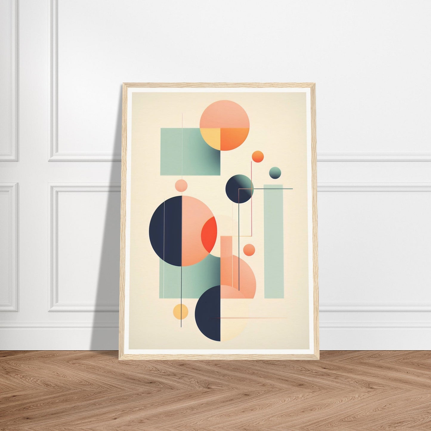 A high quality framed Abstract Geometry O The Oracle Windows™ Collection print with geometric shapes and circles, perfect for my wall.