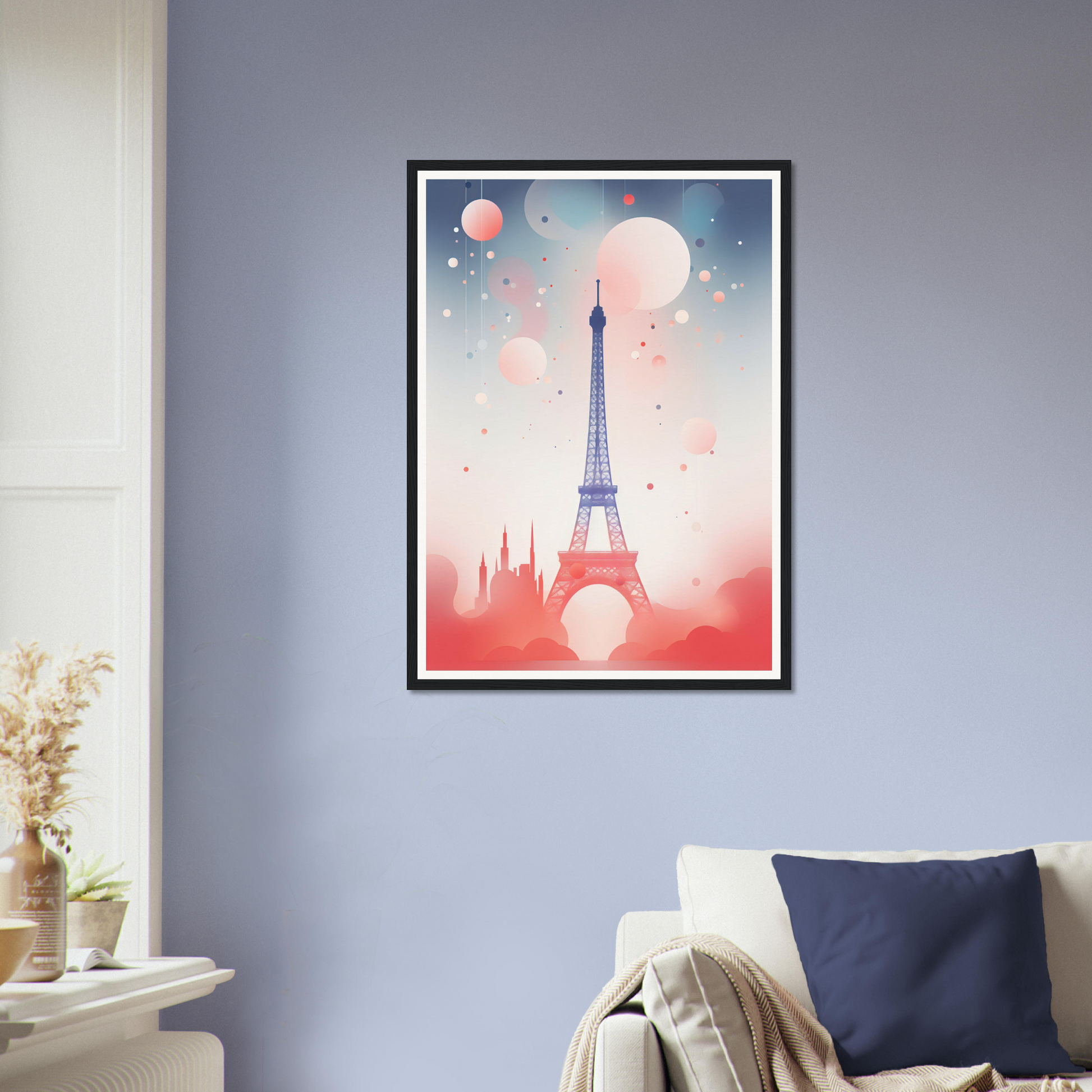 A framed print of the eiff tower in paris, france