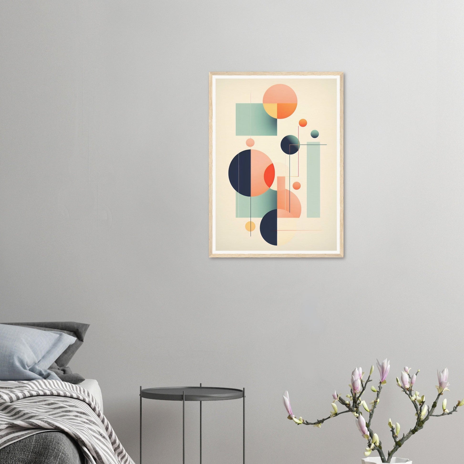 A high quality framed Abstract Geometry O The Oracle Windows™ Collection print with geometric shapes and circles, perfect for my wall.