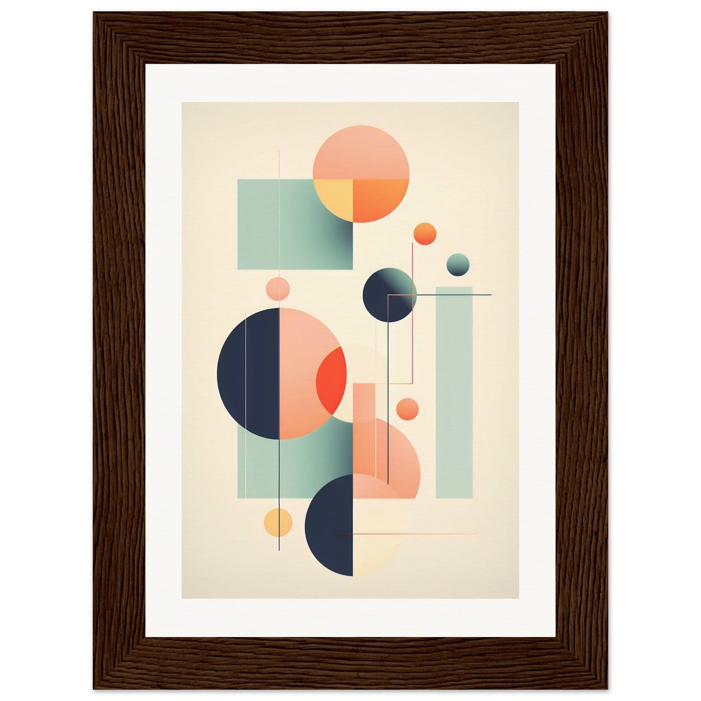 A high quality framed Abstract Geometry O The Oracle Windows™ Collection print with geometric shapes and circles, perfect for my wall.