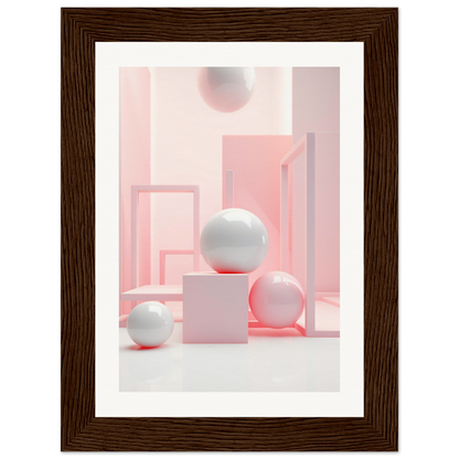 A framed print of a pink and white abstract composition