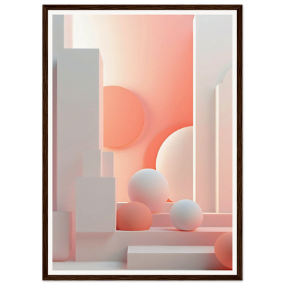 A framed print of a pink and white abstract painting