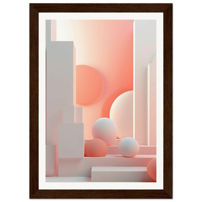 A framed print of a pink and white abstract painting