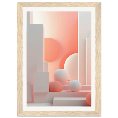 A framed print of a pink and white abstract painting