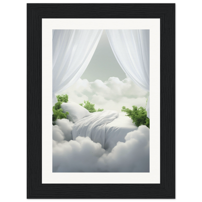 A framed print of a waterfall in the clouds