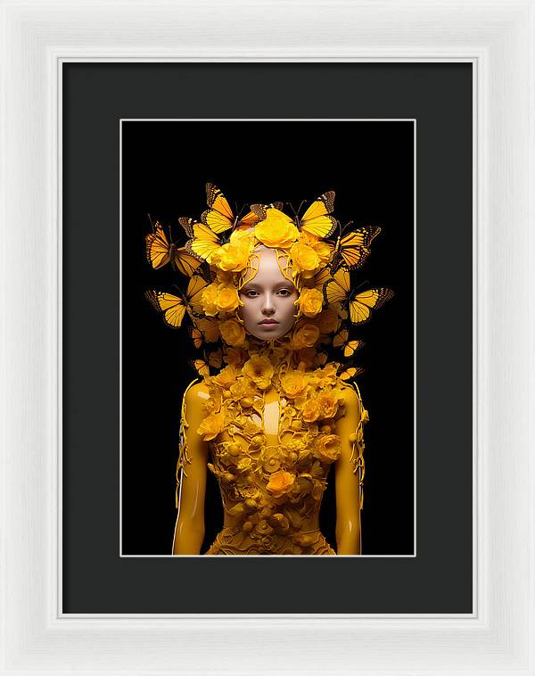 Flowers in your head - framed print - 9.5 x 14 / white /