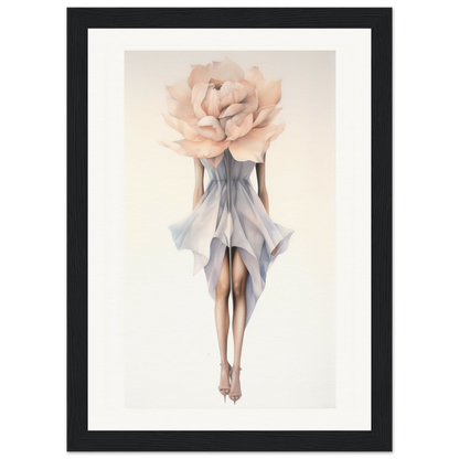 A framed print of a woman with a large flower