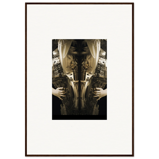 Framed sepia-toned photograph of a torso and hands, perfect for elegance quandary room decor