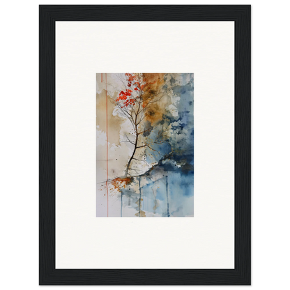 Framed wall art of a tree branch with red leaves, perfect for room decor and Spectrum Spoon