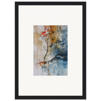 Framed watercolor wall art of a delicate tree branch for stylish room decor