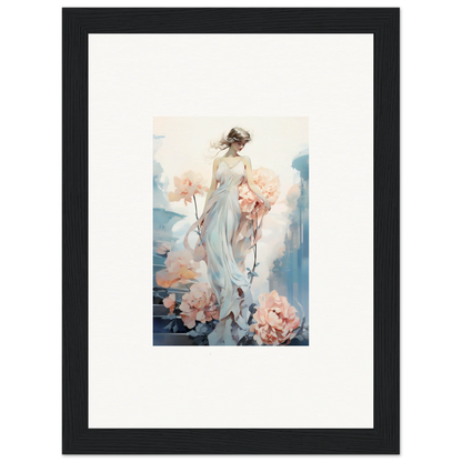 Framed wall art of an ethereal woman in floral ballet for stylish room decor