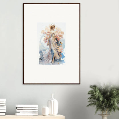 Framed watercolor painting of an ethereal figure, perfect for Blush Mirage room decor