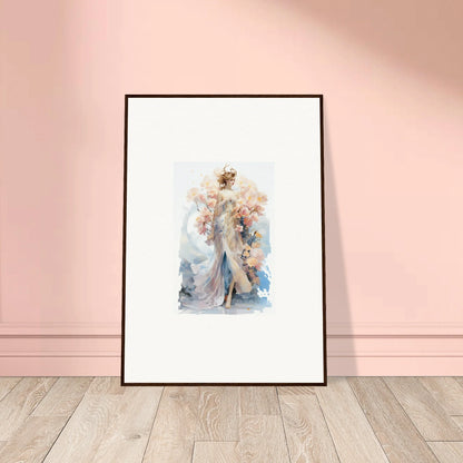 Framed watercolor painting of an ethereal figure, perfect for blush mirage room decor