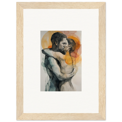 Framed wall art of intimate embrace in Morning Dichotomy for elegant room decor