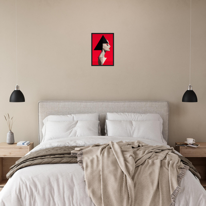 Bed with white linens, gray headboard, and beige throw blanket.