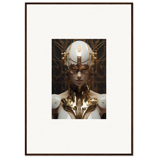 Futuristic humanoid with golden enhancements, perfect for Hamlet Vanguard room decor