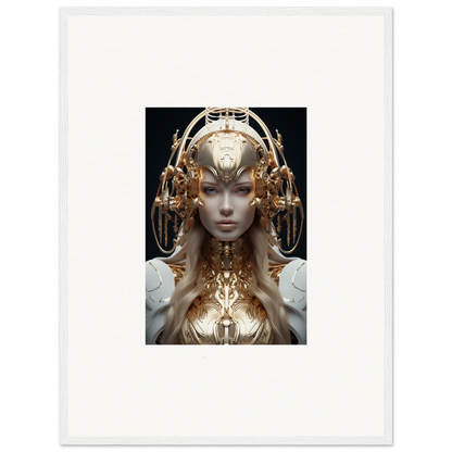 Futuristic humanoid figure with golden headpiece for mind reverie room decor wall art