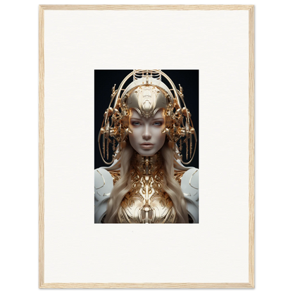 Futuristic humanoid figure with gold headpiece, perfect for mind reverie room decor