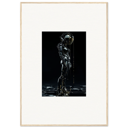 Futuristic humanoid figure in metallic suit for unique room decor canvas prints