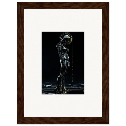 Futuristic humanoid robot figure in dark setting for stunning room decor canvas prints