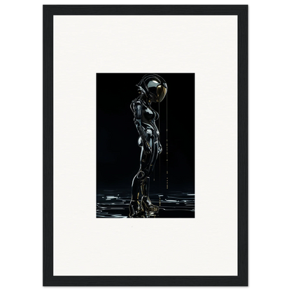 Futuristic humanoid robot figure art for room decor and canvas prints in darkness