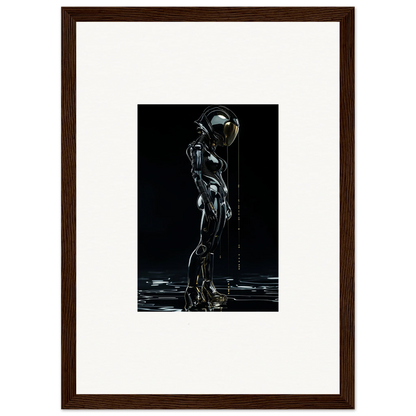 Futuristic humanoid robot figure in darkness for unique room decor canvas prints