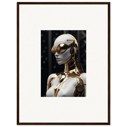 Futuristic humanoid robot in gold and white, perfect for Psyche Glimmer room decor